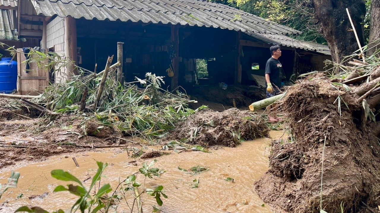 Inspecting storm damage in Huay Bong, Chiang Mai