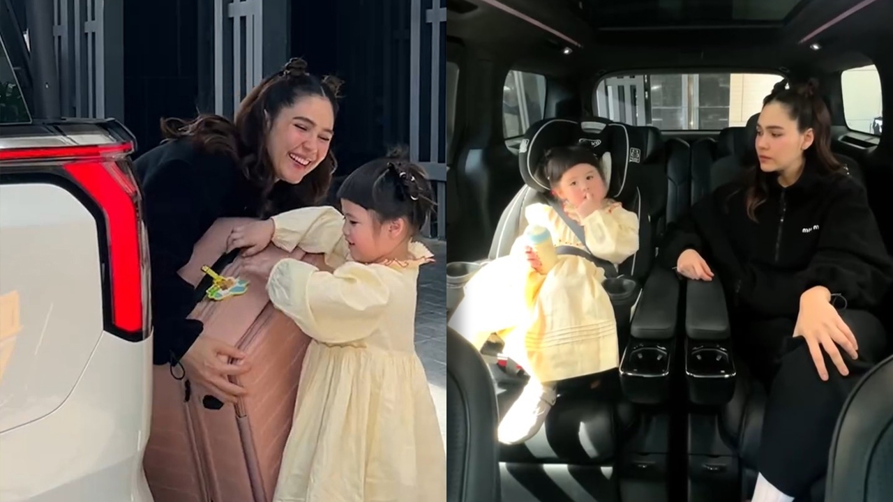 ชมพู่ อารยา พา น้องเกล นั่งรถหรูคันใหม่ งานนี้คอหวยส่องทะเบียนป้ายแดง (คลิป)