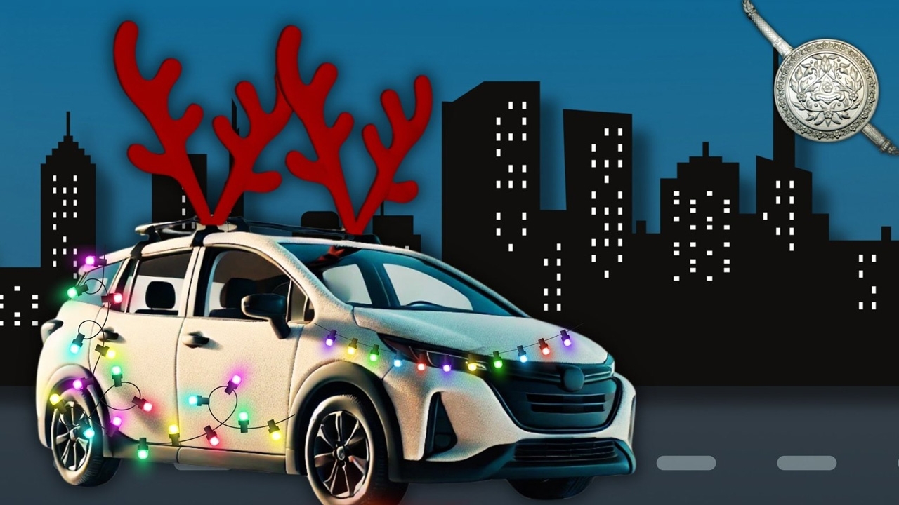 แต่งรถคริสต์มาส ติดเขากวางเรนเดียร์ ใช้ไฟหลากสี ตร.เตือนระวังผิดกฎหมาย