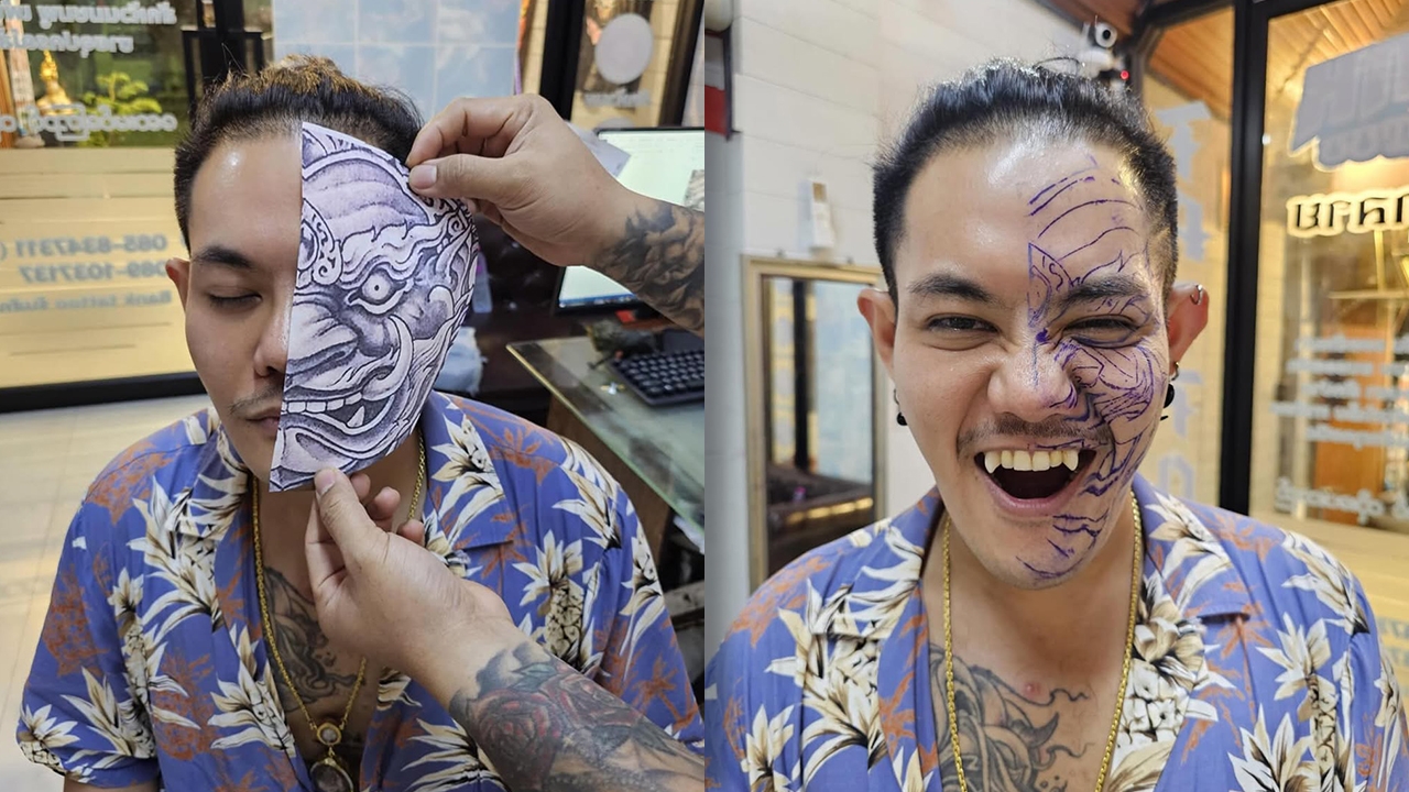 เก่ง ธชย ลงคลิปช่างสักวาดหน้ายักษ์บนใบหน้า ชาวเน็ตแห่คอมเมนต์เตือน อย่าหาทำ