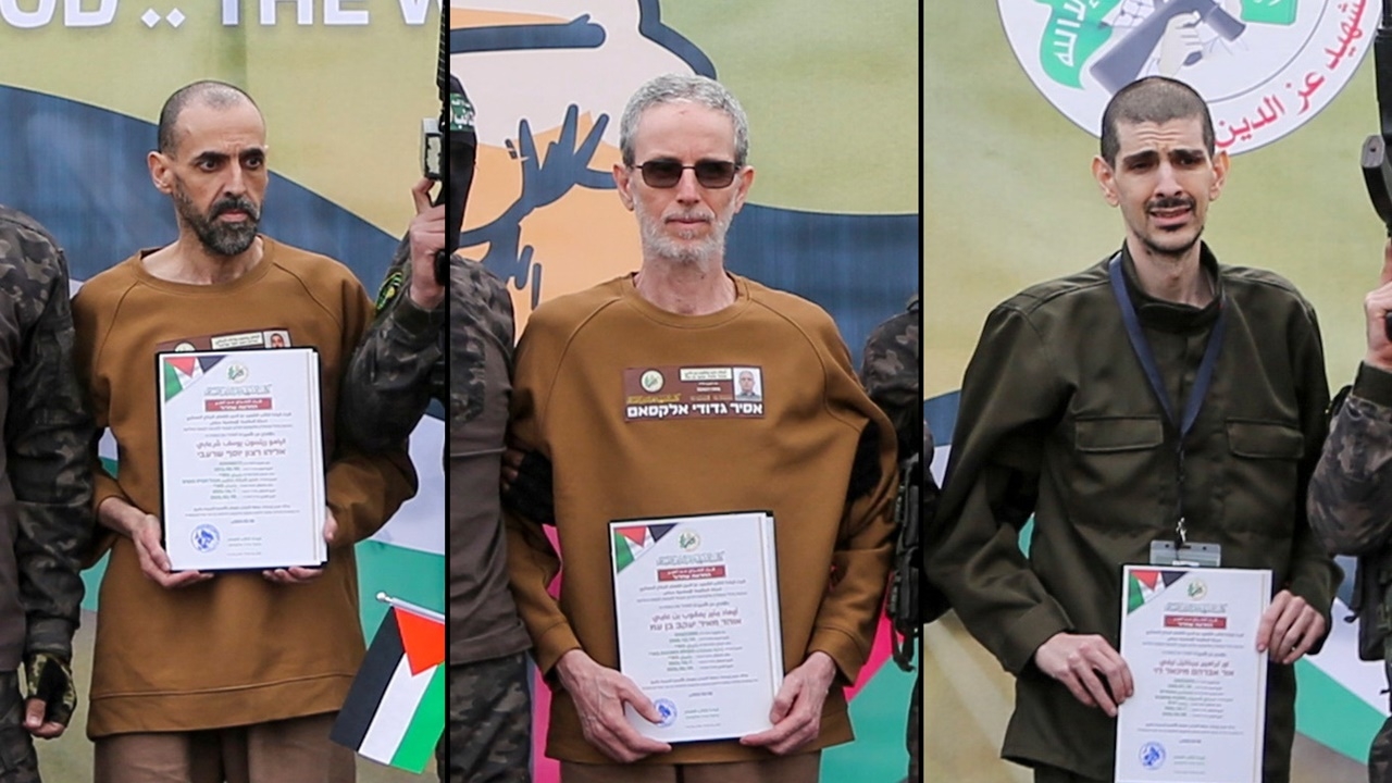 ฮามาสปล่อยตัวประกันชายอิสราเอล 3 คนแล้ว ผอมลงจนจำแทบไม่ได้