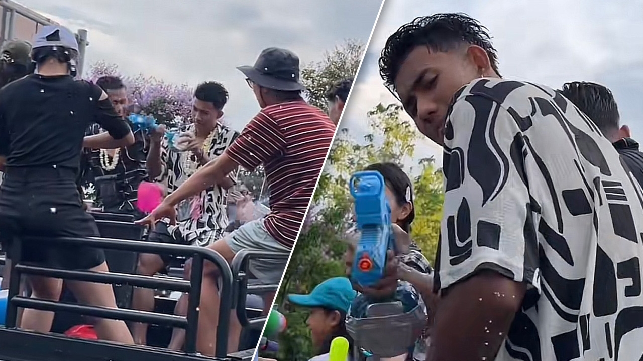 "แบงค์ ศุภณัฏฐ์" แข้งบุรีรัมย์ ขึ้นท้ายกระบะ เล่นน้ำสงกรานต์ 2568 (คลิป)