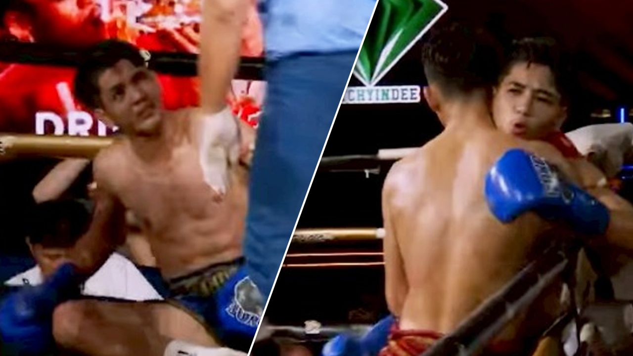 คอมเมนต์สนั่น "นักมวยไทย" แทงเข่าโดนกระจับ "คู่ชก" แต่ได้นับ 8 ก่อนชนะคะแนน (คลิป)