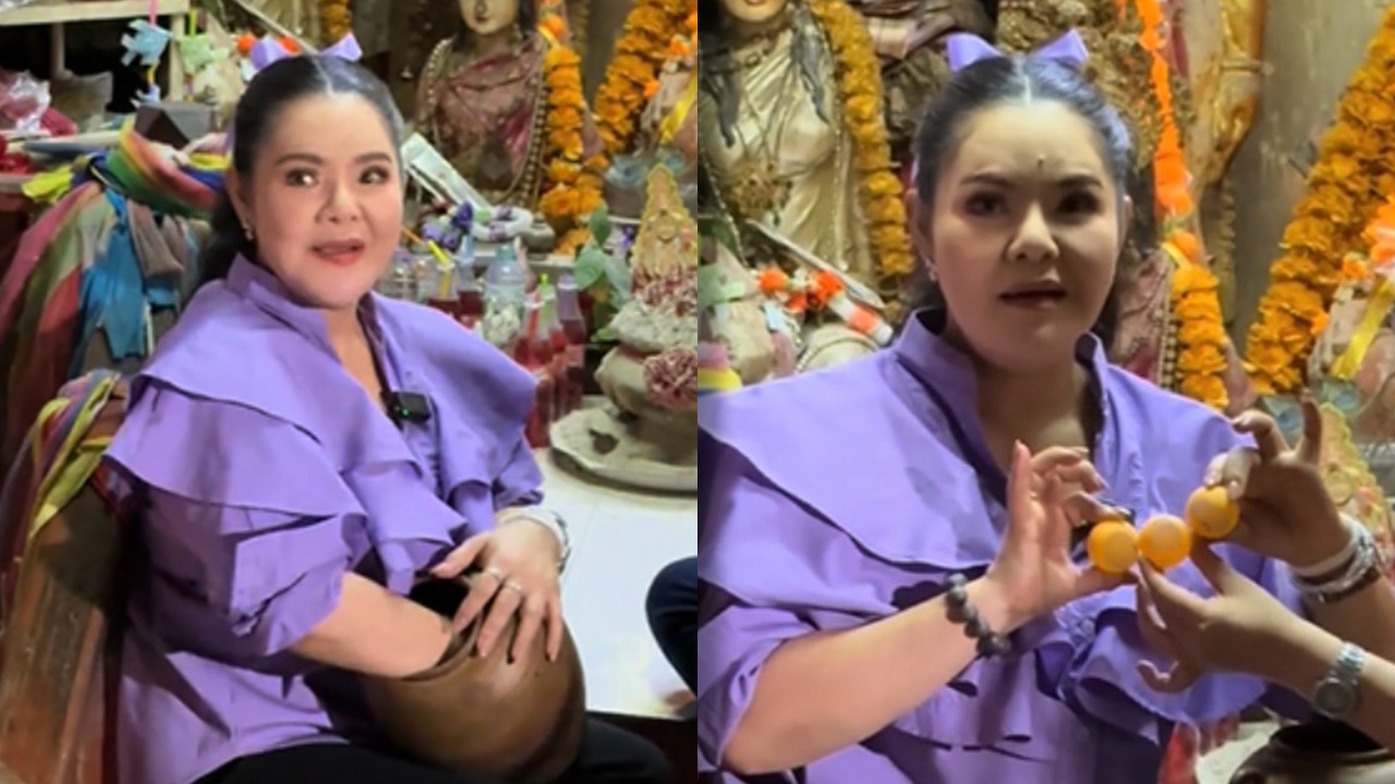 ฮาย อาภาพร ไหว้ศาลแม่รุ่งอรุณทิพย์ พร้อมล้วงไหหาเลขไว้เสี่ยงโชค