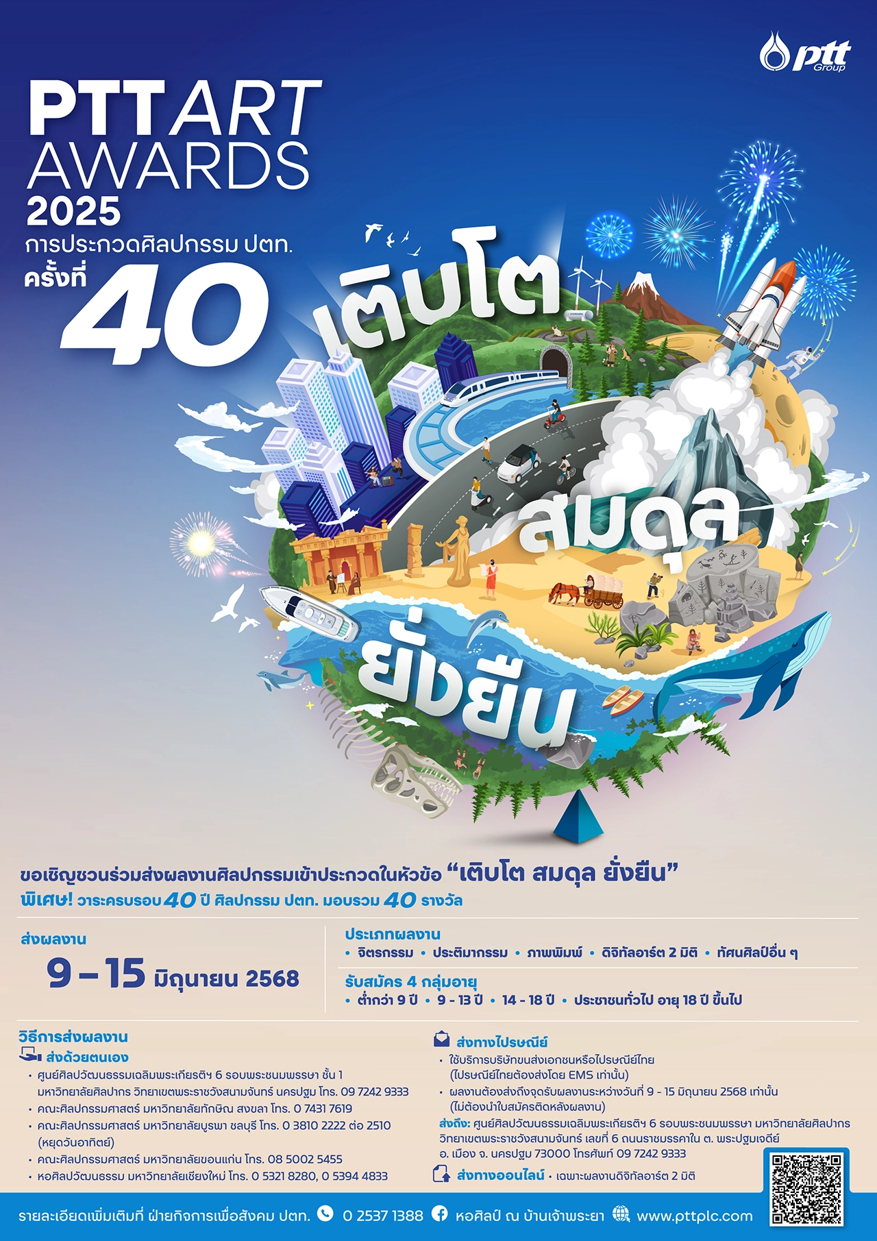 เวทีสร้างศิลปิน “ศิลปกรรม ปตท. ครั้งที่ 40” เปิดรับผลงาน 9 - 15 มิถุนายน 2568 นี้