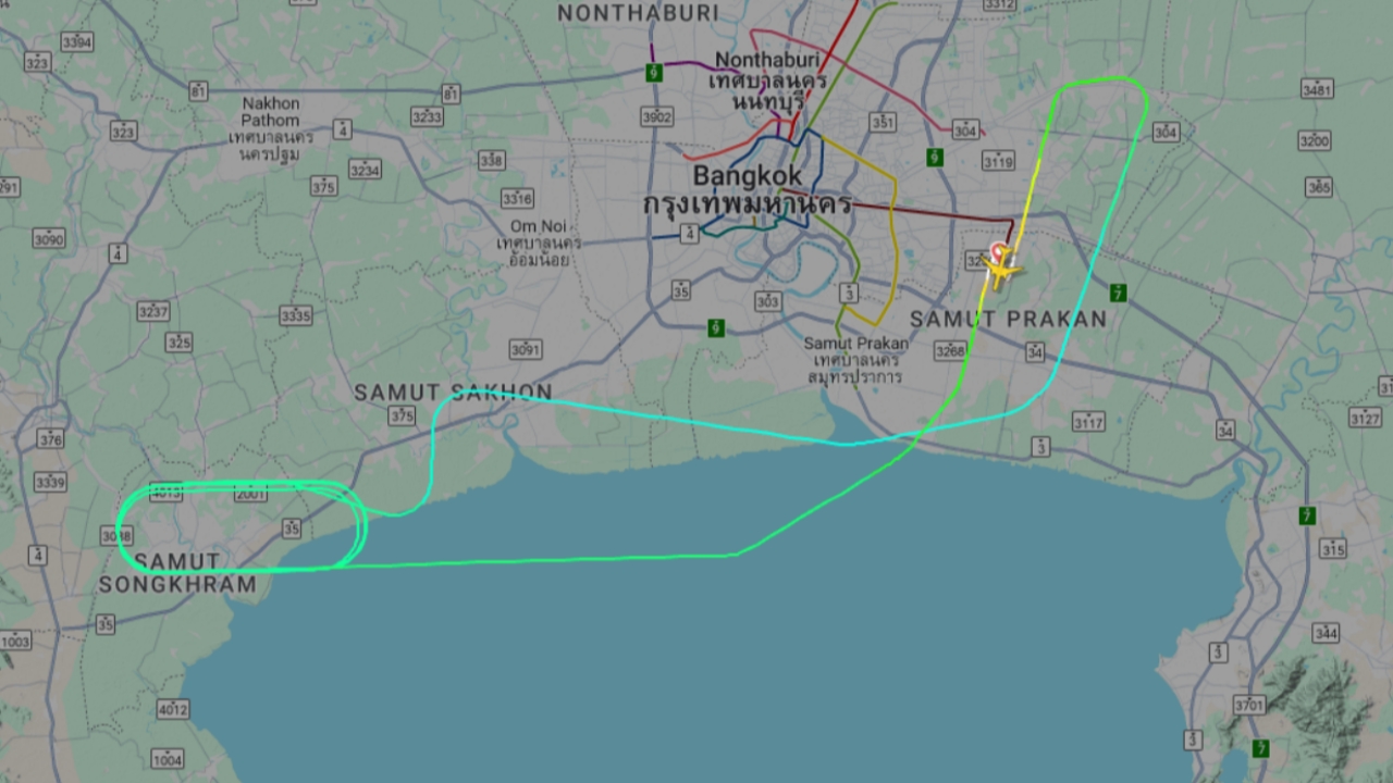 โล่งอก เที่ยวบิน TG922 บินวนสมุทรสงครามหลายรอบ ก่อนกลับมาลงจอดสุวรรณภูมิ