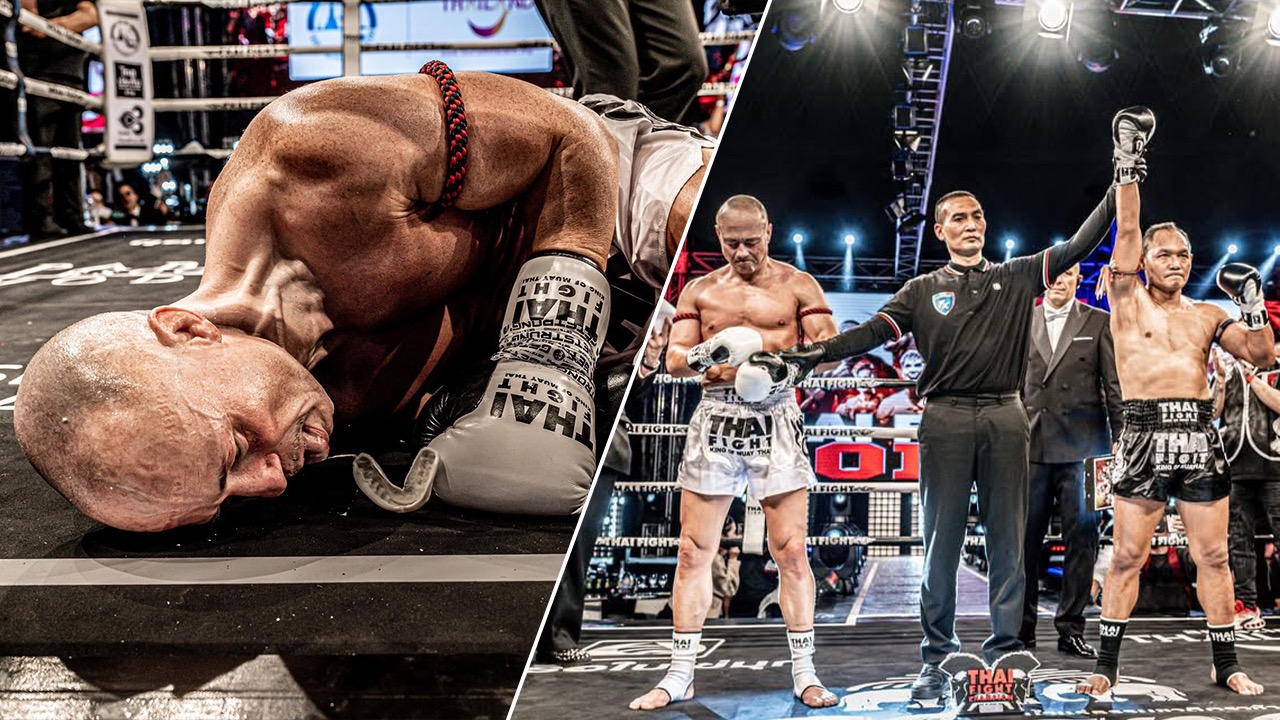 โดนอะไรเข้าไป "แสนชัย" วัย 44 ปี ปล่อยอาวุธเด็ด ชนะน็อก "นักมวยรุ่นพี่" ยกแรก (คลิป)