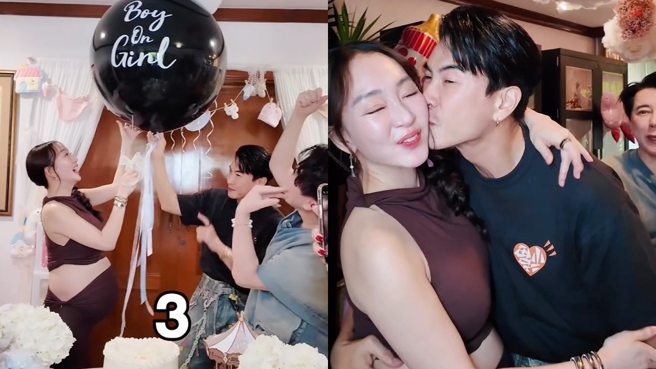 สุดอบอุ่นและลุ้นกันตัวโก่ง ตู่-มาวิน จัดปาร์ตี้เฉลยเพศลูกทายาทมาลีนนท์คนต่อไป