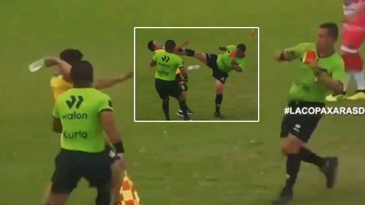 มีของ “ผู้ตัดสิน” ป้องกันตัว เตะคาราเต้ ยอดหน้าใส่ “สตาฟฟ์โค้ช” (คลิป)