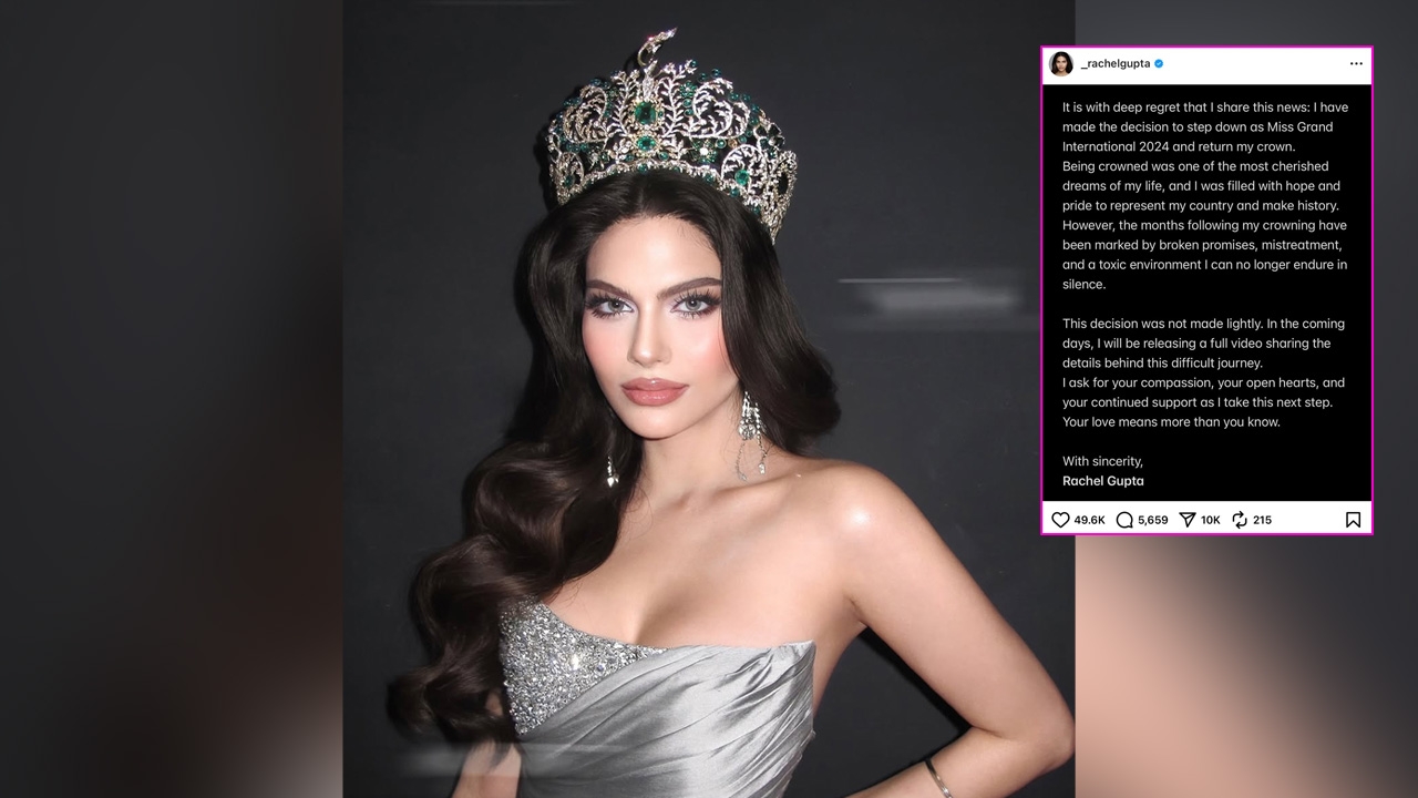 ราเชล คุปตะ เสียใจออกจากมิสแกรนด์ฯ เผยถูกปฏิบัติไม่ดี ทนอยู่เงียบๆ ไม่ได้อีกต่อไป