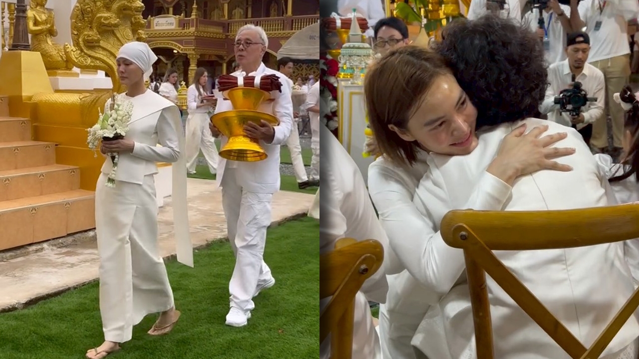 เจนี่ เข้าพิธีบวชสามเณรี ก้มกราบกอดแม่น้ำตาไหล เพื่อนดาราร่วมปลงผม