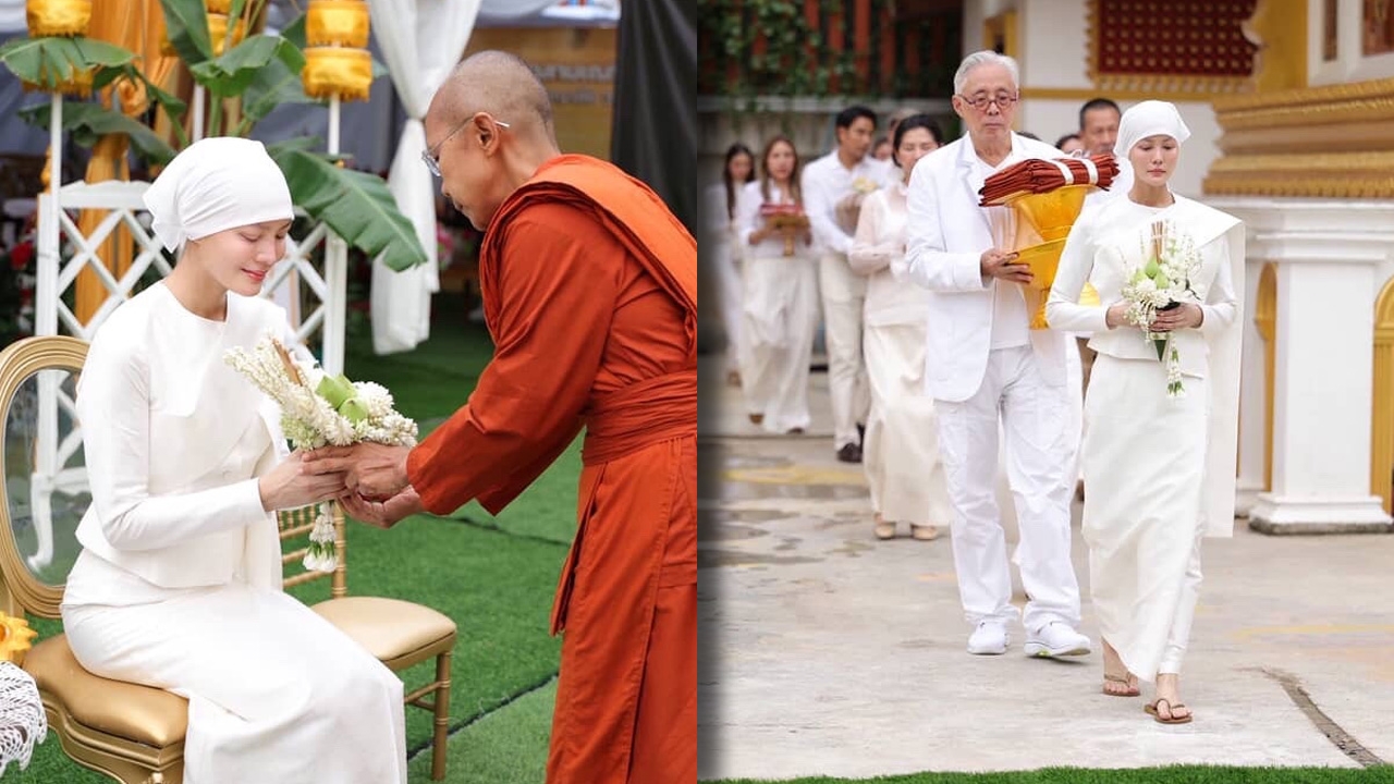 ชมภาพ เจนี่ เทียนโพธิ์สุวรรณ เข้าพิธีหลังปลงผมบวชเป็นสามเณรีสุดสงบนิ่ง