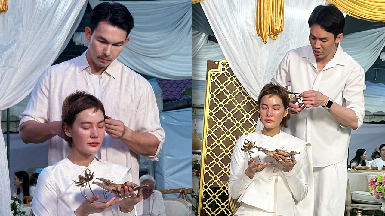 อั้ม อธิชาติ-มะตูม-ต้นหอม โพสต์ถึง เจนี่ หลังร่วมพิธีปลงผมบวชสามเณรี (คลิป)