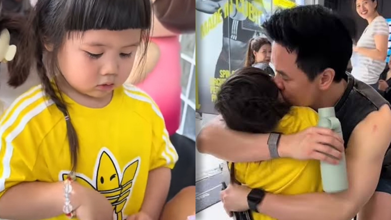 น้องแอบิเกล ถูก พ่อน็อต หอมแก้มแต่ไม่ถึงใจ ลูกสาวตอบกลับทำพ่อถึงกับสะดุ้ง