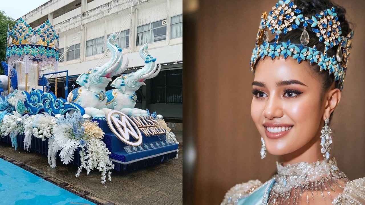 เปิดขบวนรถแห่ โอปอล สุชาตา Miss World 2025 คนแรกของไทย สวยงามสมเกียรติ