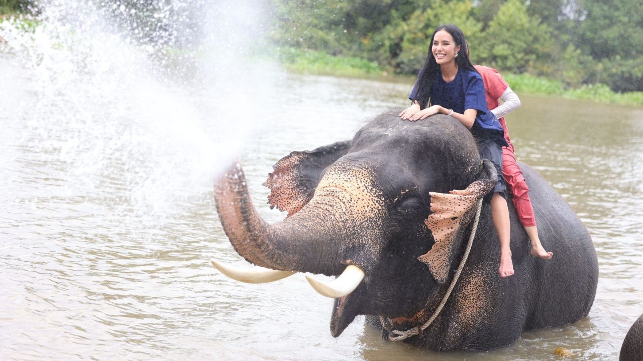 โอปอล สุชาตา ควง จูเลีย ดูช้างไทย พร้อมบริจาคกว่า 20,000 ดอลลาร์สหรัฐ