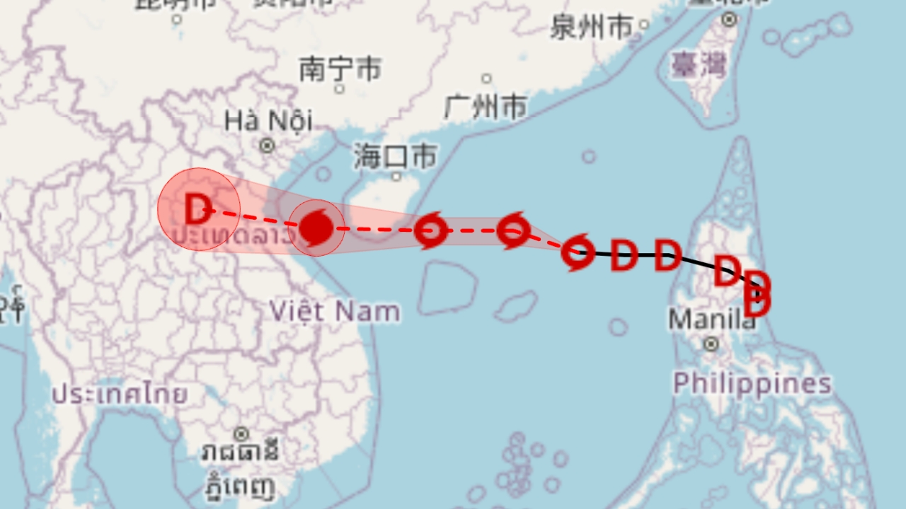 อัปเดตเส้นทาง "พายุคาจิกิ" จ่อเคลื่อนขึ้นฝั่งเวียดนาม-สปป.ลาว ช่วง 25-26 ส.ค.นี้