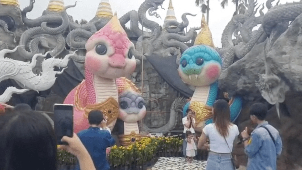 แห่ตั้งชื่อ "พญานาคน้อย" ล้นหลาม คนสมหวังรีบมาแก้บนหลัง "เลขเด็ด" ให้โชคก้อนโต