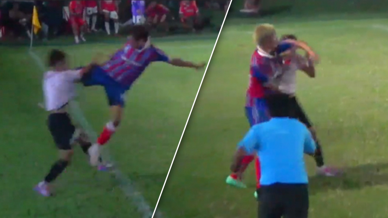 "นักเตะมินิฟุตบอลทีมชาติไทย" สับศอกใส่ "คู่แข่ง" ในบอลเดินสาย (คลิป)