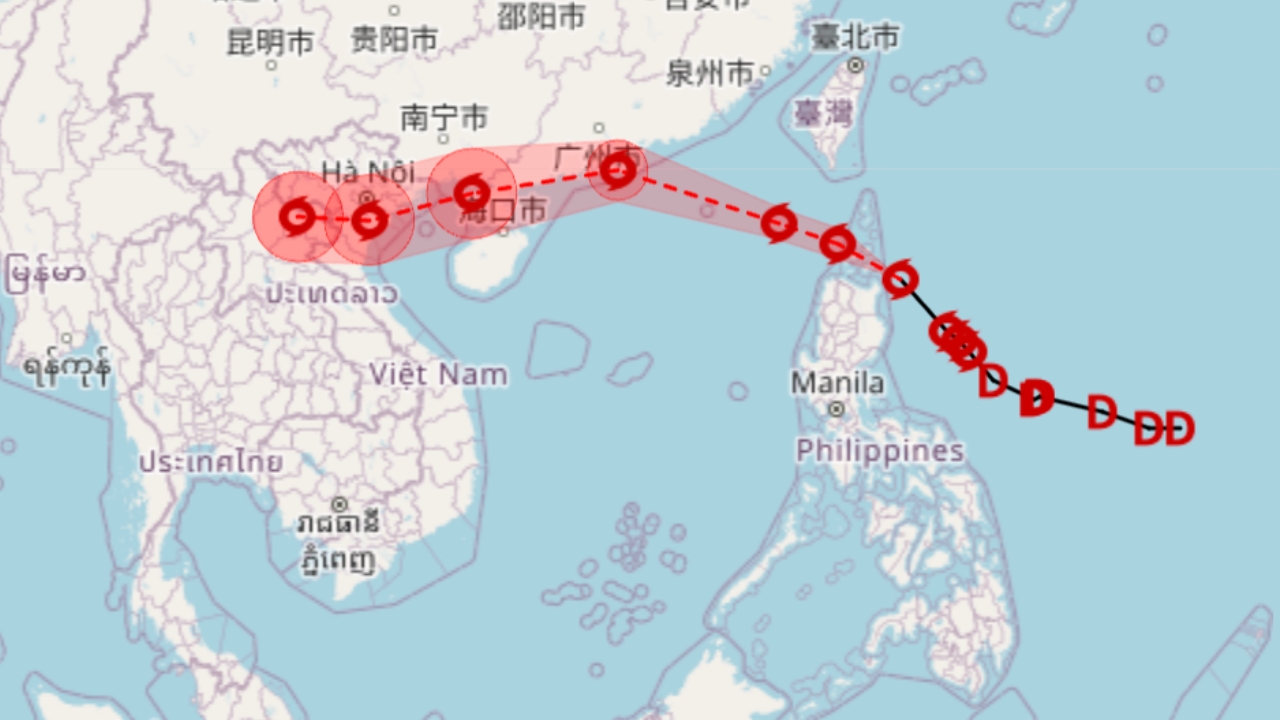 อัปเดตเส้นทาง พายุโซนร้อน "วิภา" ส่งผลกระทบให้หลายจังหวัด "ฝนตกหนักถึงหนักมาก"