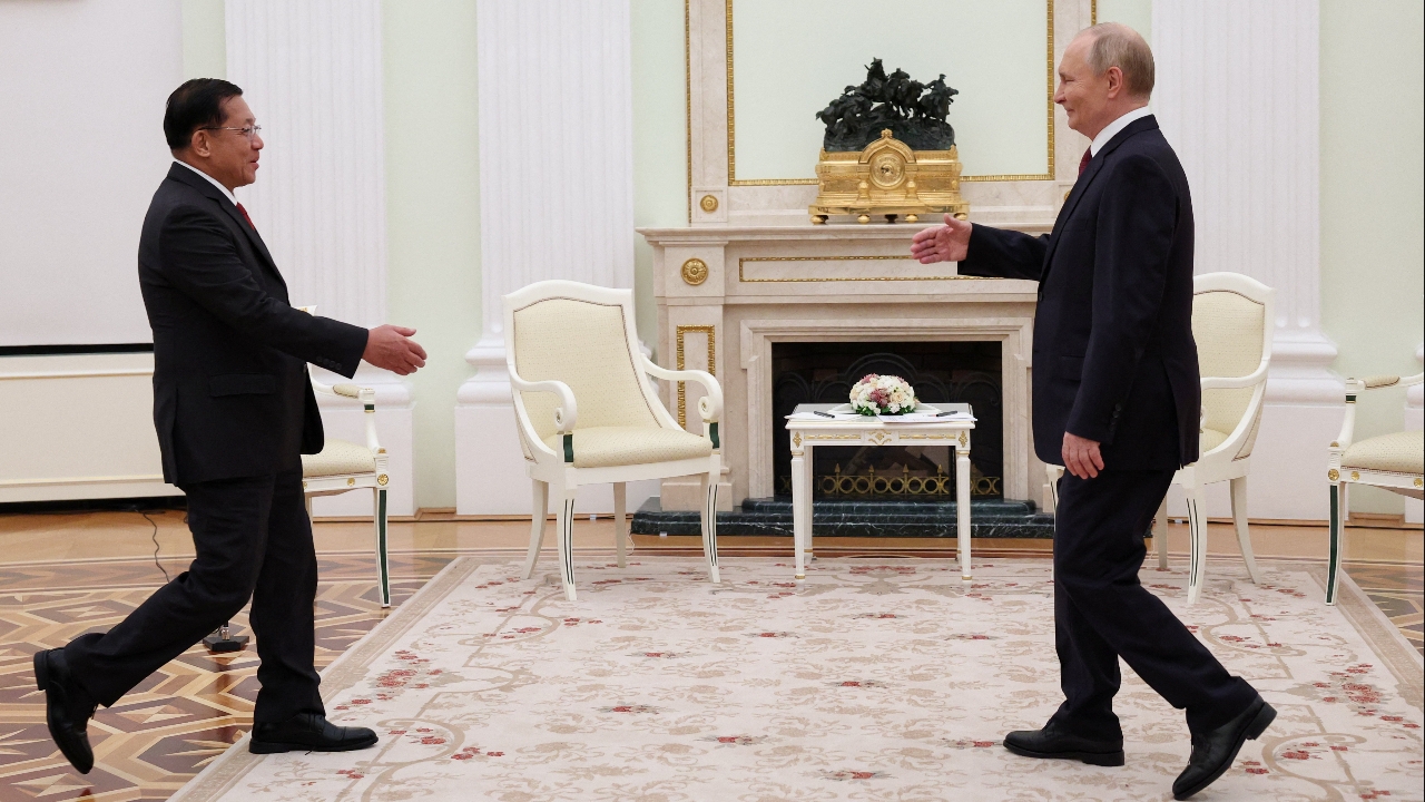 ปูตินต้อนรับ "มิน อ่อง หล่าย" ที่เครมลิน กระชับสัมพันธ์รัสเซีย–พม่า