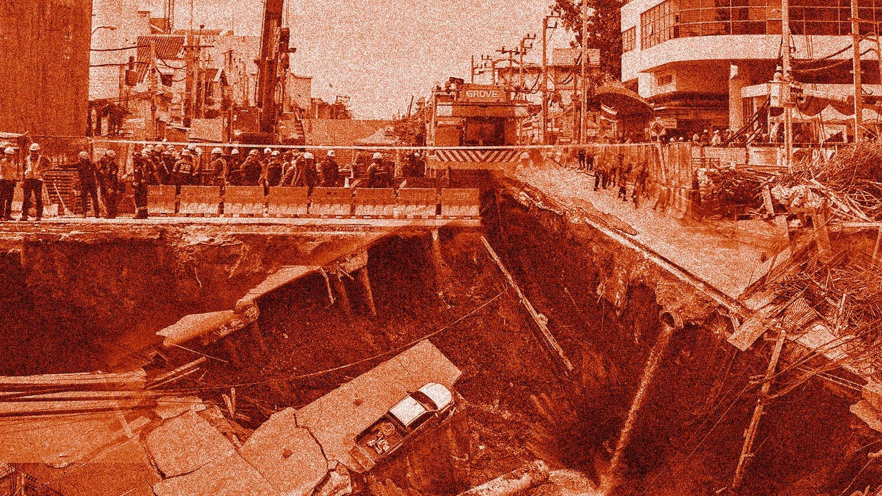 แนะเส้นทางจราจร เลี่ยงหลุมยุบแยกวชิระ 5 สถานศึกษาปรับการสอน