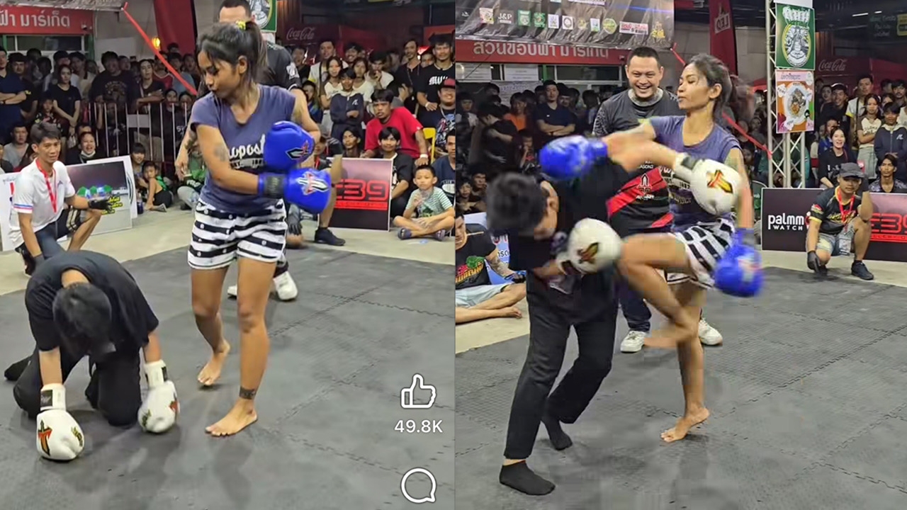คนแห่กันดู! “สาว” จับได้ “แฟนนอกใจ” เลยมาเคลียร์ใจ บนสังเวียนมวย (คลิป)