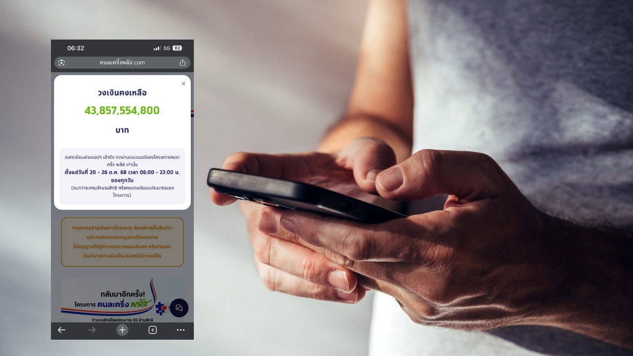 เช็กสิทธิ วงเงินคงเหลือ ลงทะเบียนคนละครึ่งพลัส ผ่าน www.คนละครึ่งพลัส.com