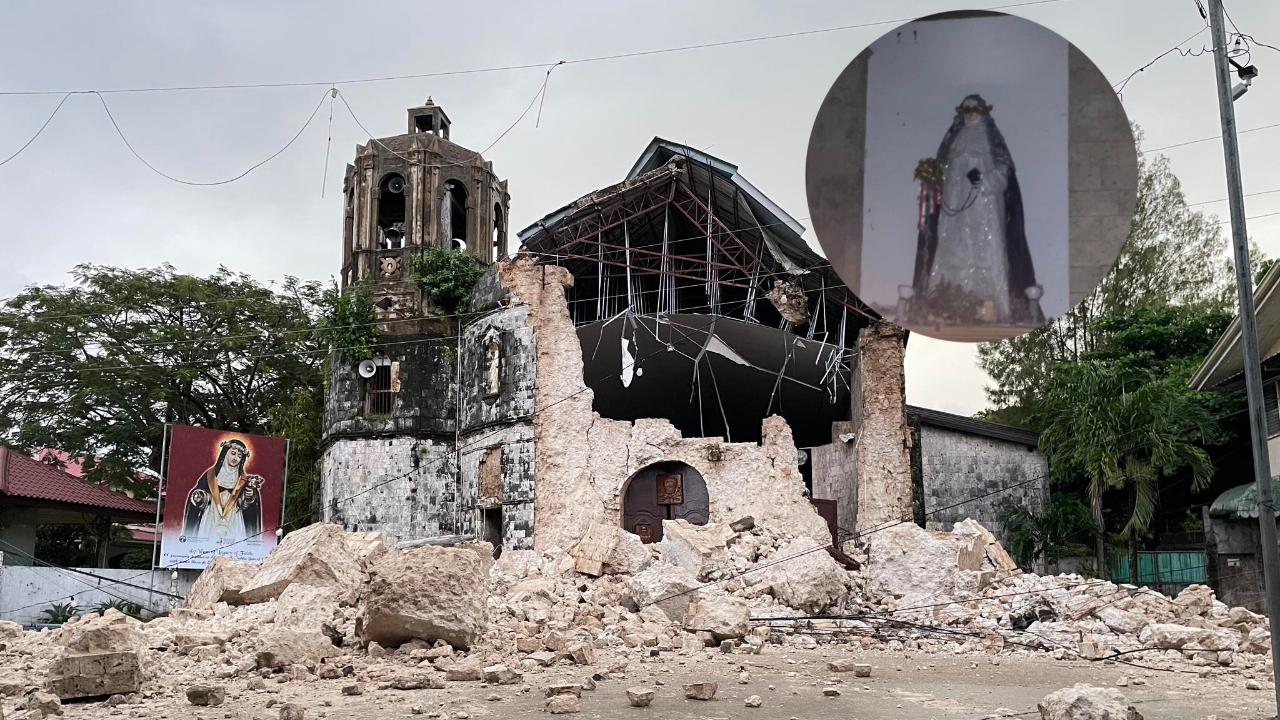ชาวฟิลิปปินส์ตะลึง แผ่นดินไหวโบสถ์พังถล่มแต่รูปปั้นนักบุญโรซา ไม่ได้รับความเสียหาย