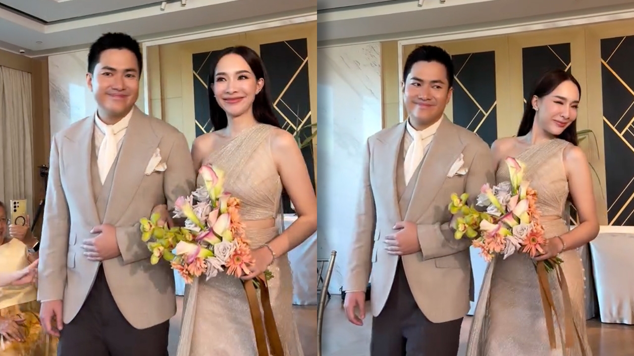 มิ้นท์ ณัฐวรา ได้ฤกษ์ดีควงแขน ไฮโซหยัง วิธวิทย์ นักธุรกิจวิวาห์เรียบหรูสุดอบอุ่น