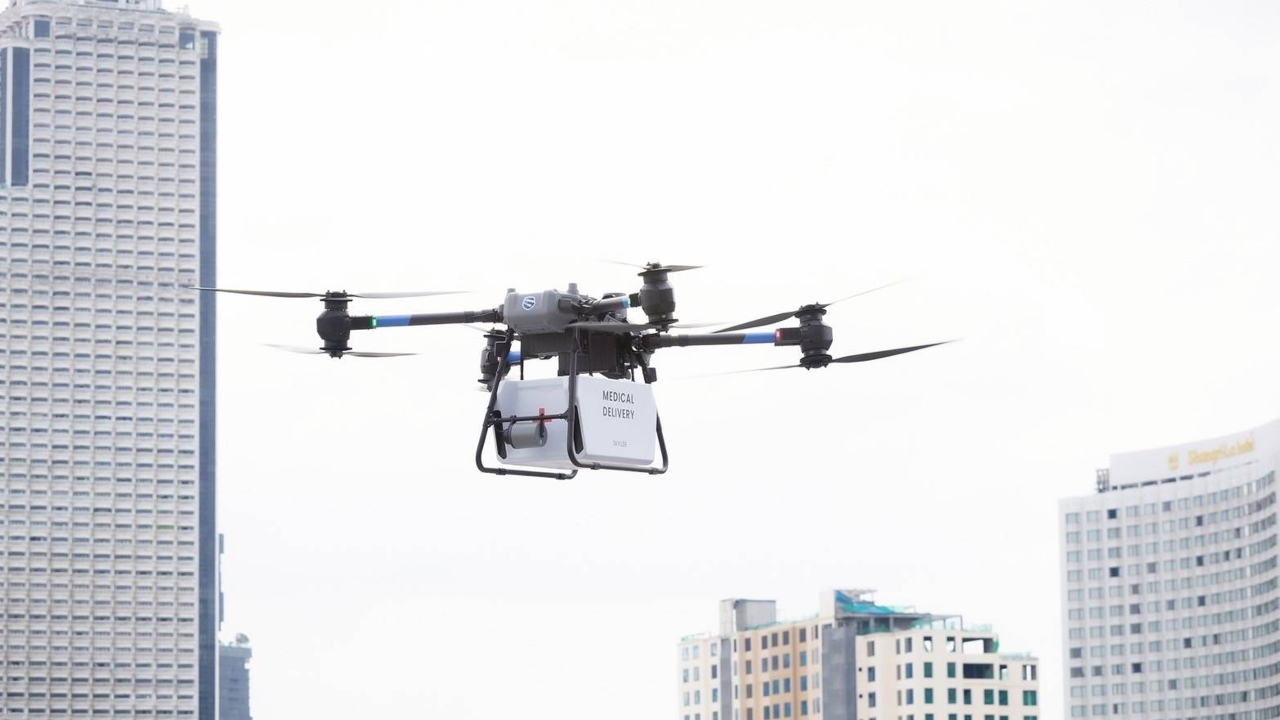 Skyller Solutions โชว์ศักยภาพการขนส่งอุปกรณ์การแพทย์ยุคใหม่ด้วยโดรน