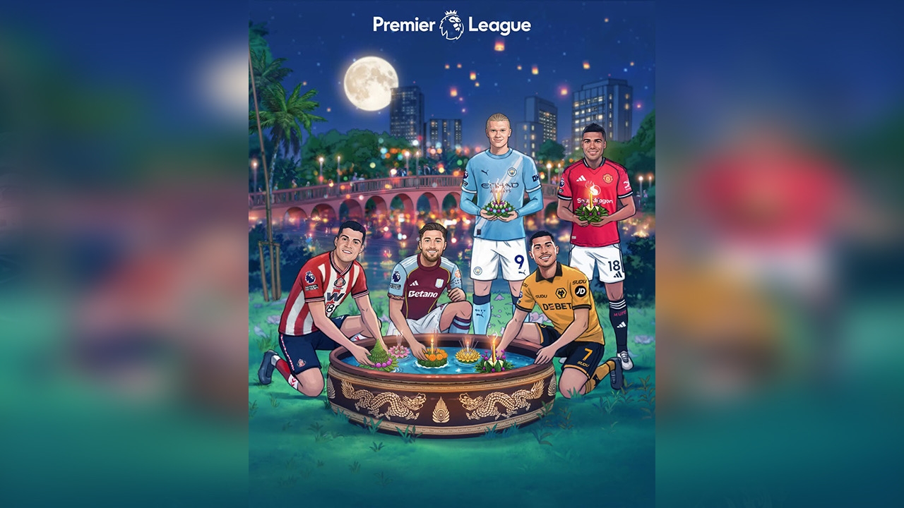 "พรีเมียร์ลีก" โพสต์ภาพ 5 แข้งดัง ถือกระทง  เนื่องในวันลอยกระทง ปี 2025