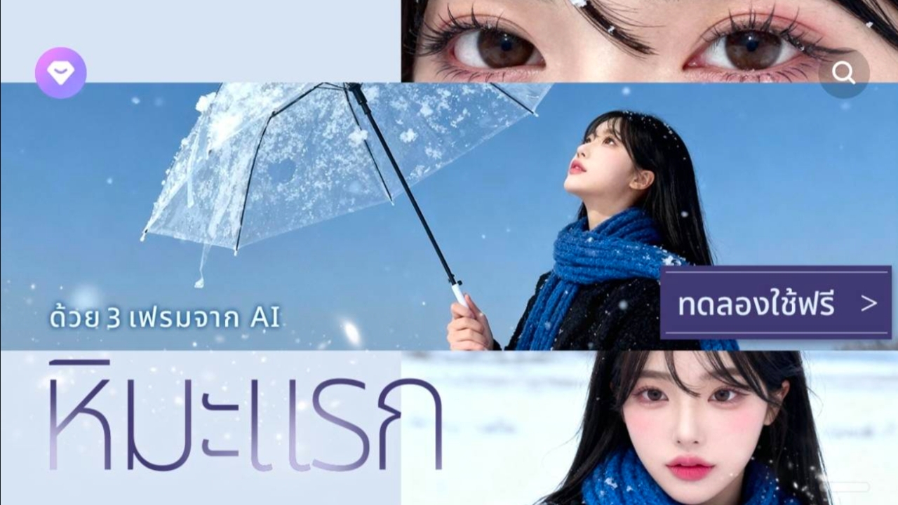 วิธีสร้างภาพ AI ให้อยู่ท่ามกลางหิมะเมืองหนาว ผ่านแอป Beauty Cam