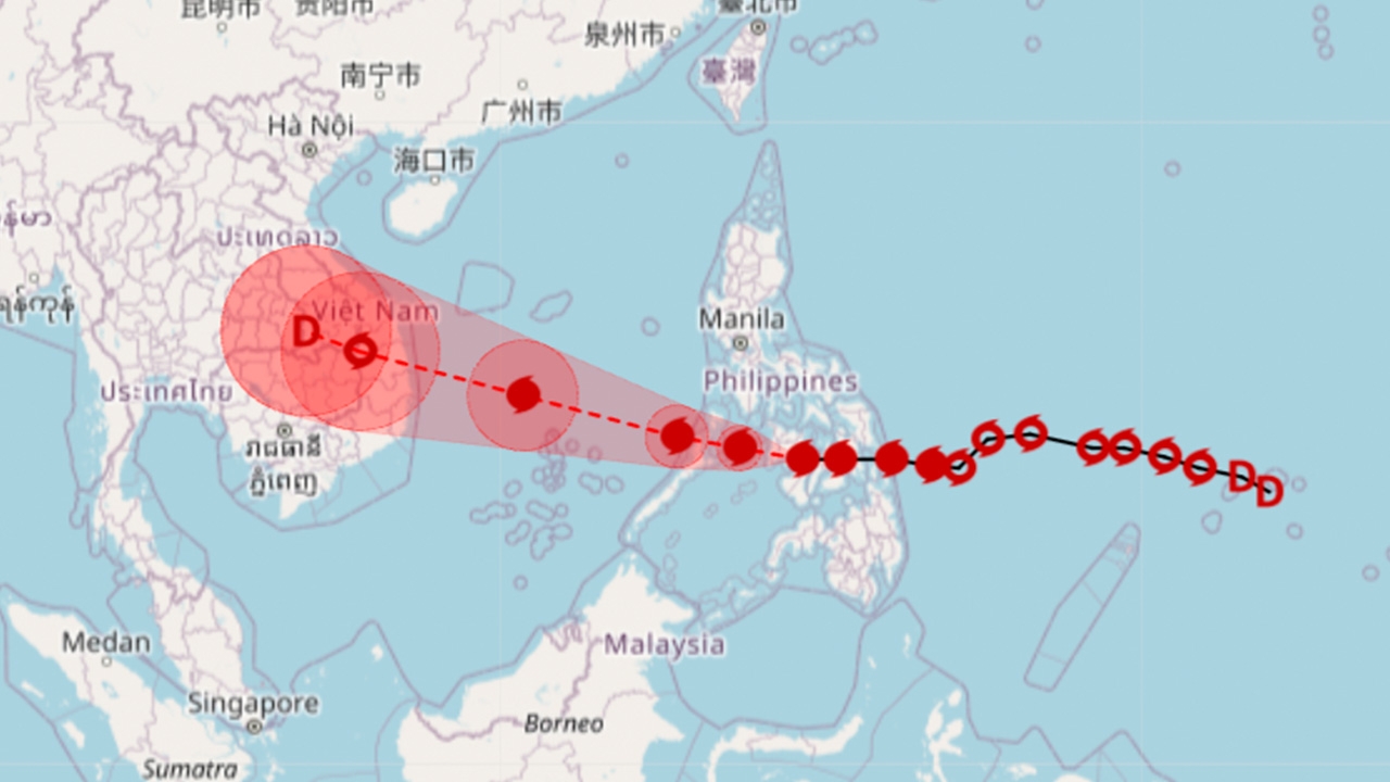 อัปเดตเส้นทางพายุไต้ฝุ่น "คัลแมกี" จะอ่อนกำลังลงก่อนเคลื่อนเข้าไทยทาง จ.อุบลราชธานี