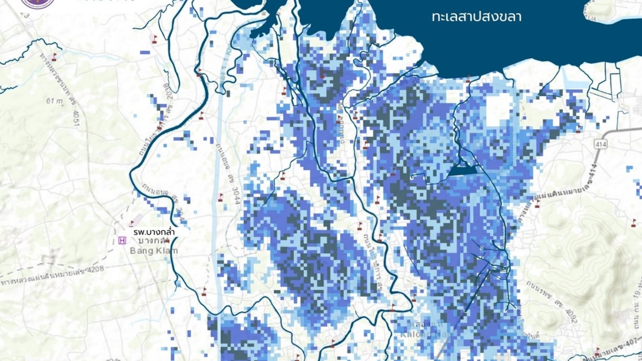 เปิดแผนที่ดาวเทียม น้ำท่วมหาดใหญ่ วิกฤต 4 วัน ท่วม 5 หมื่นไร่ สูงสุดเกิน 4 เมตร