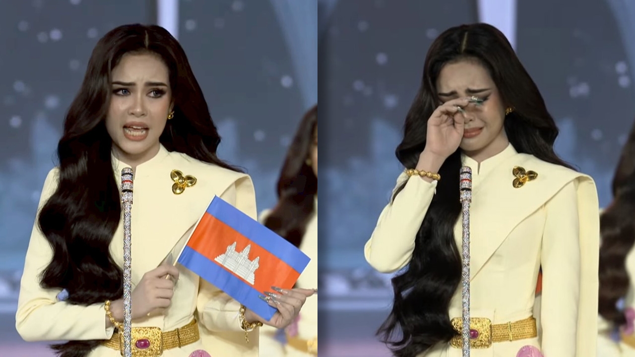 มิสทีนกัมพูชา 2025 พูดสุนทรพจน์ทั้งน้ำตา อ้างไทยเริ่มก่อน กัมพูชาต้องการแค่ความสงบ