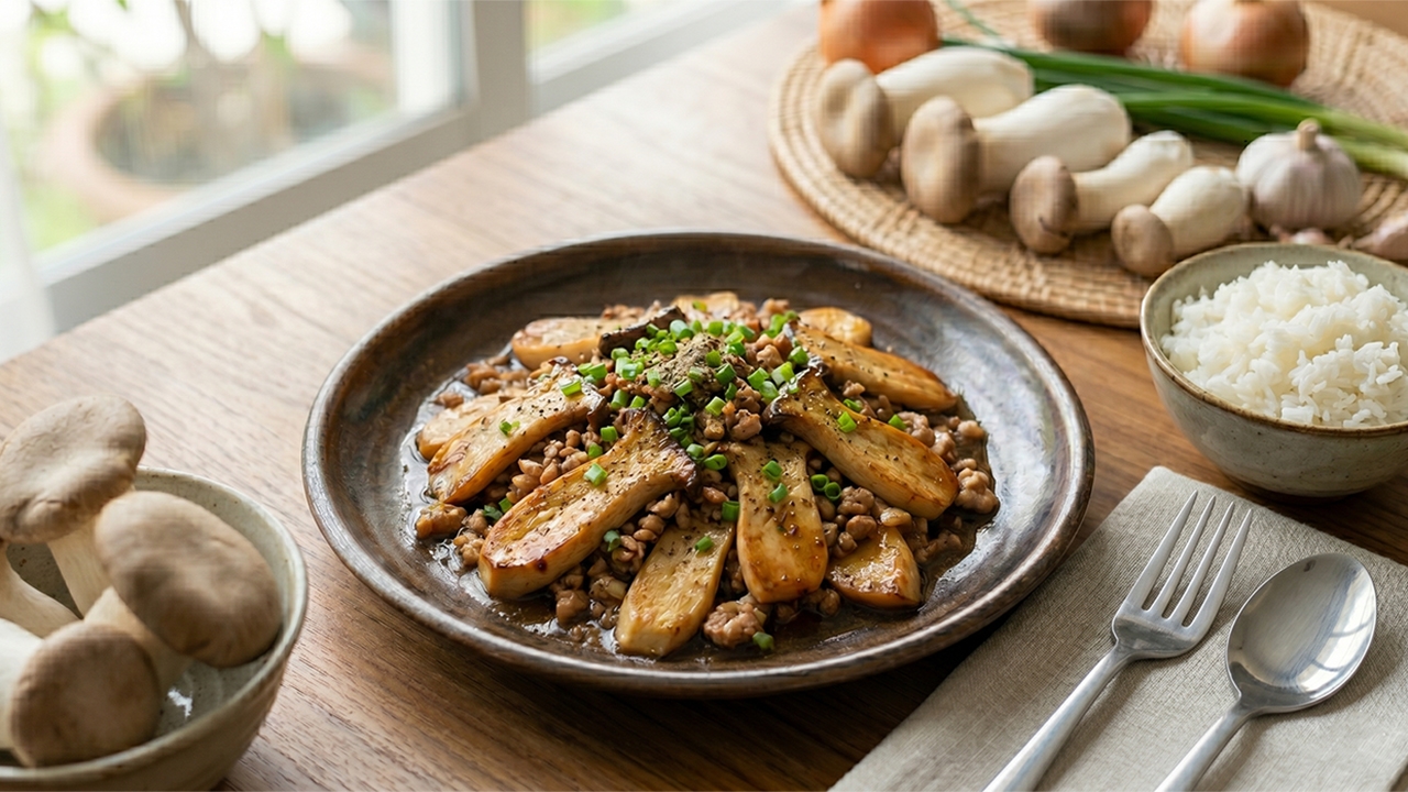 แจกสูตร เห็ดออรินจิผัดน้ำมันหอยหมูสับ ทำง่าย เห็ดกรุบเด้ง อร่อยฟิน