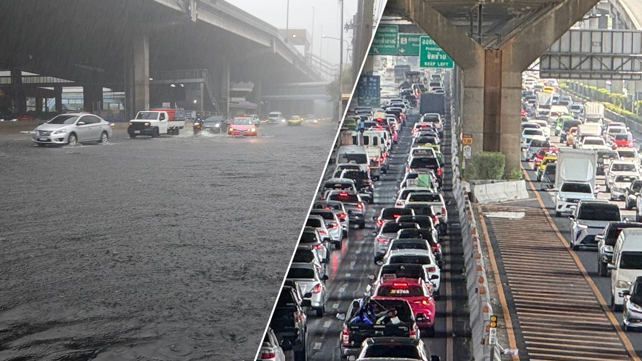 ฝนถล่มกรุงเทพฯ ทำถนนวิภาวดีรังสิตน้ำท่วมขัง รถติดทุกช่องจราจร แนะเลี่ยงเส้นทาง