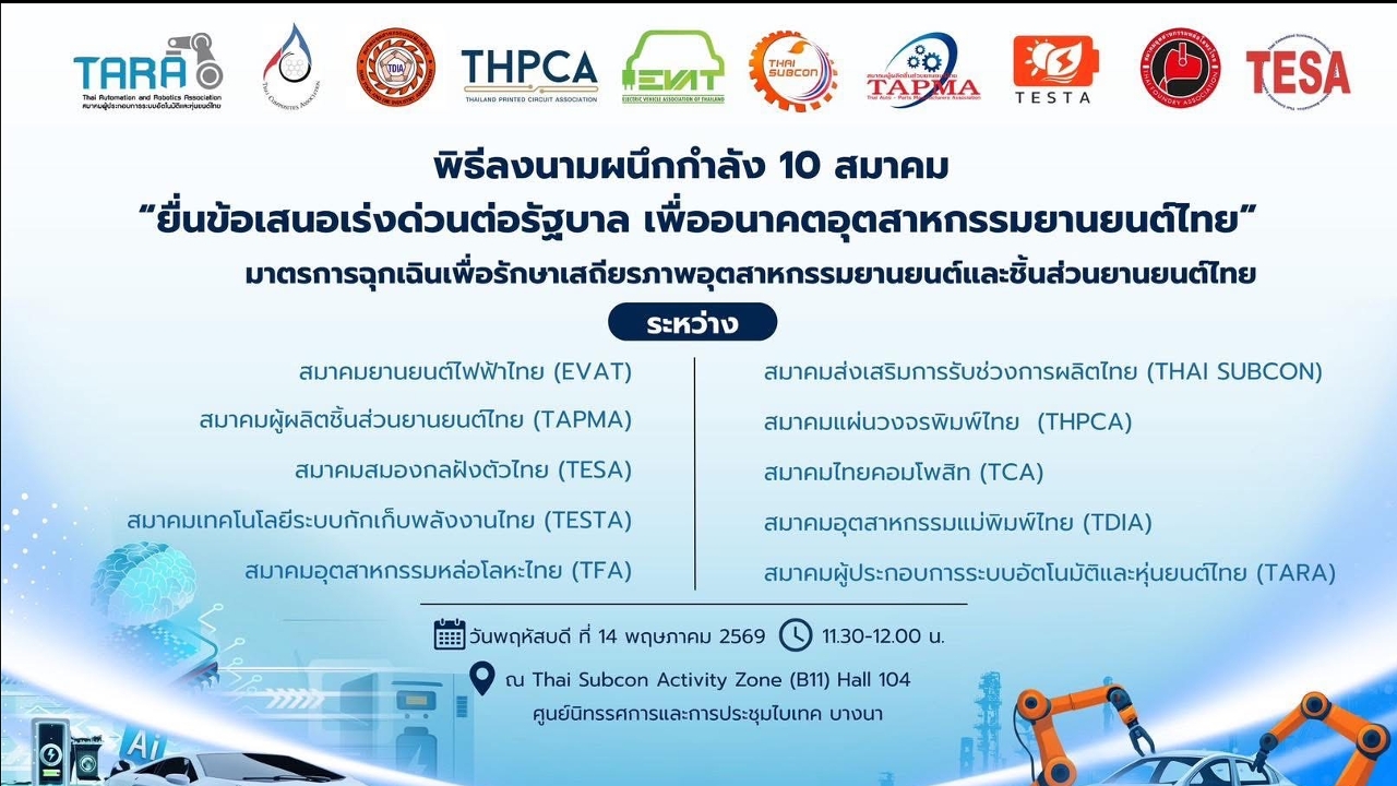 ยานยนต์ไทยร้องรัฐช่วยด่วน 10 สมาคมผนึกกำลังหลังโดนทัพรถจีนบี้หนัก