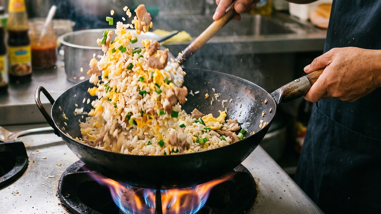 สูตรลับ "ข้าวผัดไข่ใส่หมู" ข้าวเมล็ดร่วน ไม่แฉะ หอมกลิ่นคั่วกระทะ