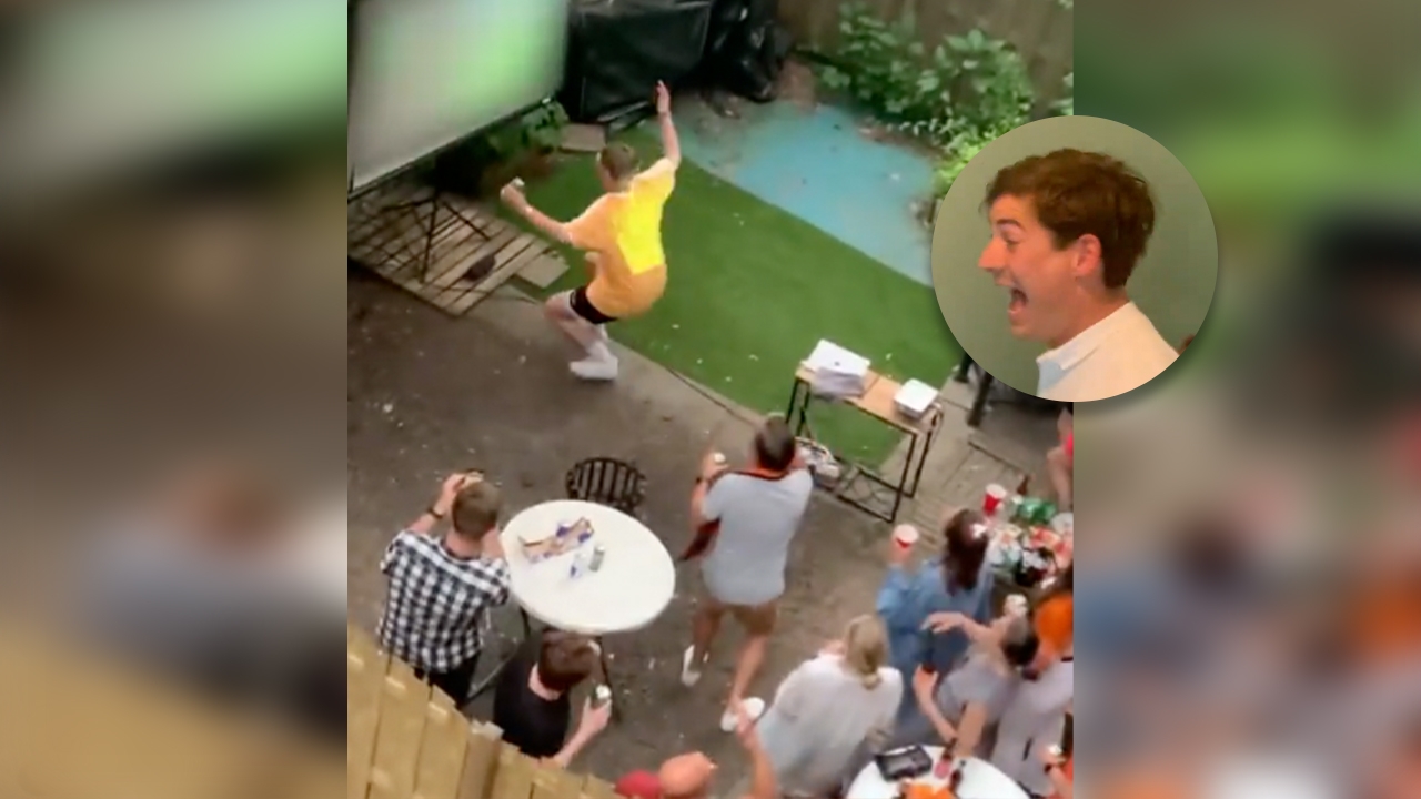Dutch Fan Pretends to Celebrate Early, But Shot Misses, Leaving Neighbors Watching Delayed Broadcast Disappointed