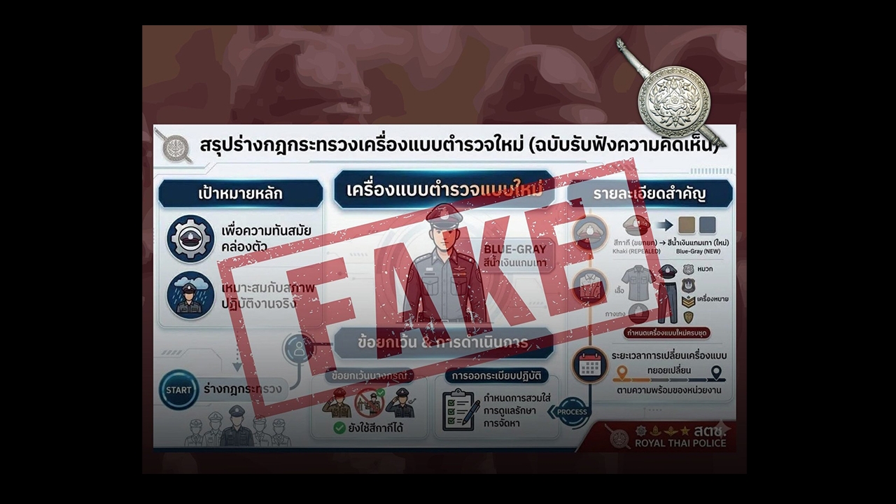 สำนักงานตำรวจแห่งชาติ ชี้แจงปม "เครื่องแบบตำรวจใหม่" ยืนยันไม่เปลี่ยนสีชุด