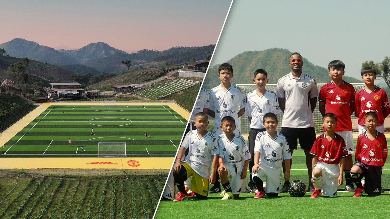 Man Utd and DHL Create Dream Stage in the Mountains with Artificial Turf Football Pitch for Thai Children