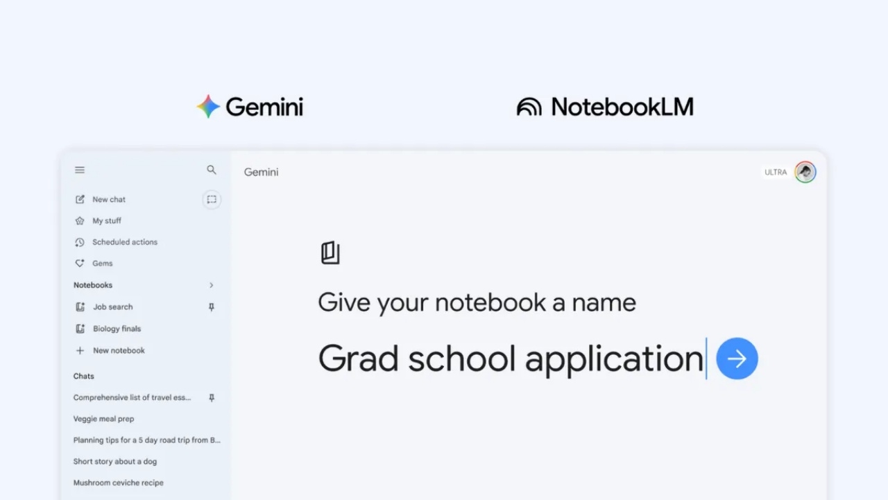 Gemini อัปเกรดฟีเจอร์ Notebooks เชื่อมต่อ NotebookLM เต็มรูปแบบ