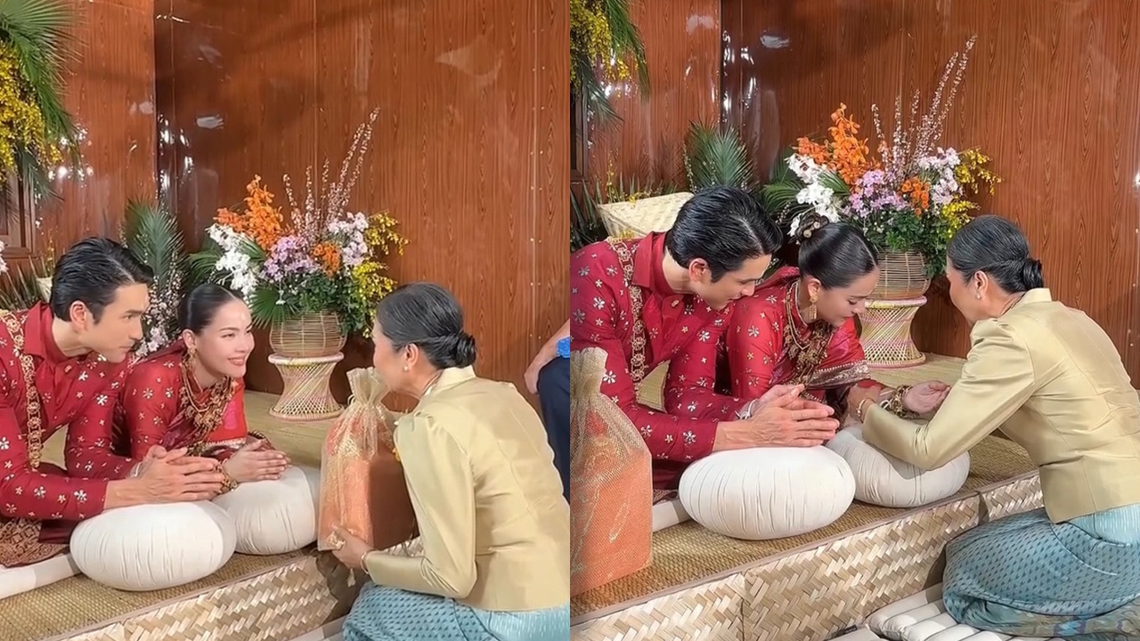 โมเมนต์อบอุ่น แม่แก้ว ผูกข้อมือให้ ญาญ่า พร้อมให้ของกำนัลรับขวัญลูกสะใภ้ (คลิป)
