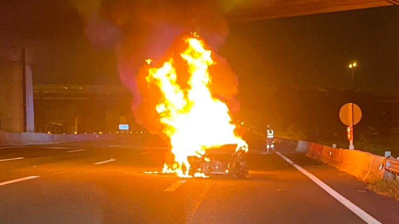 Lexus Car Catches Fire on Motorway Officials Investigate Cause