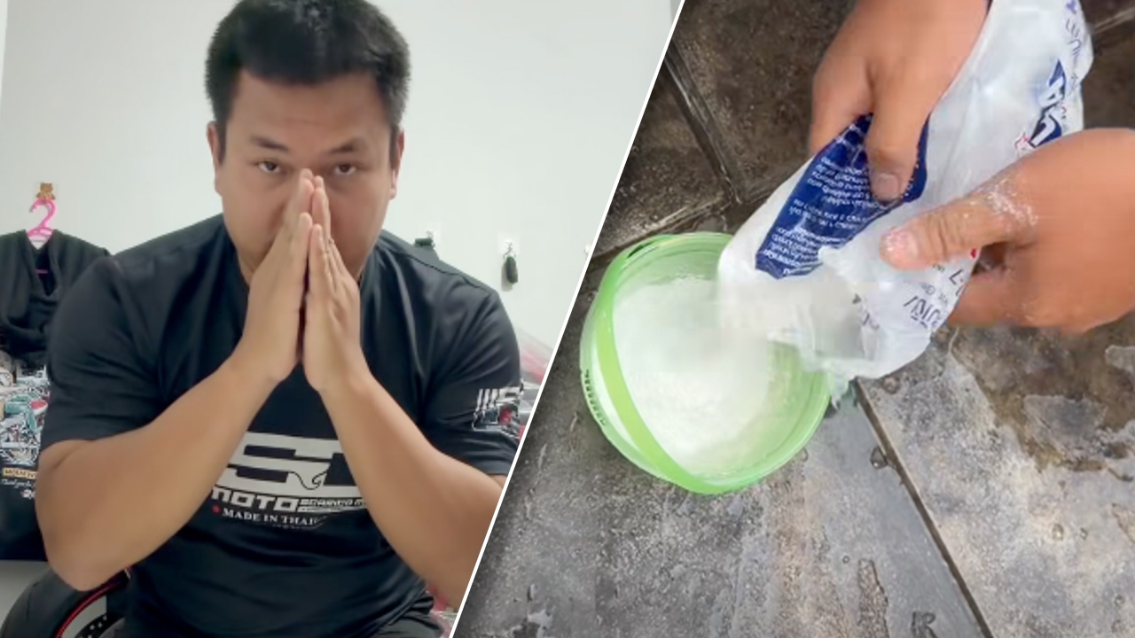 ดราม่า "เบิร์ด วันว่างว่าง" ใช้ "ผงยาแนว" เล่นสงกรานต์พระประแดง สุดท้ายก้มกราบขอโทษ