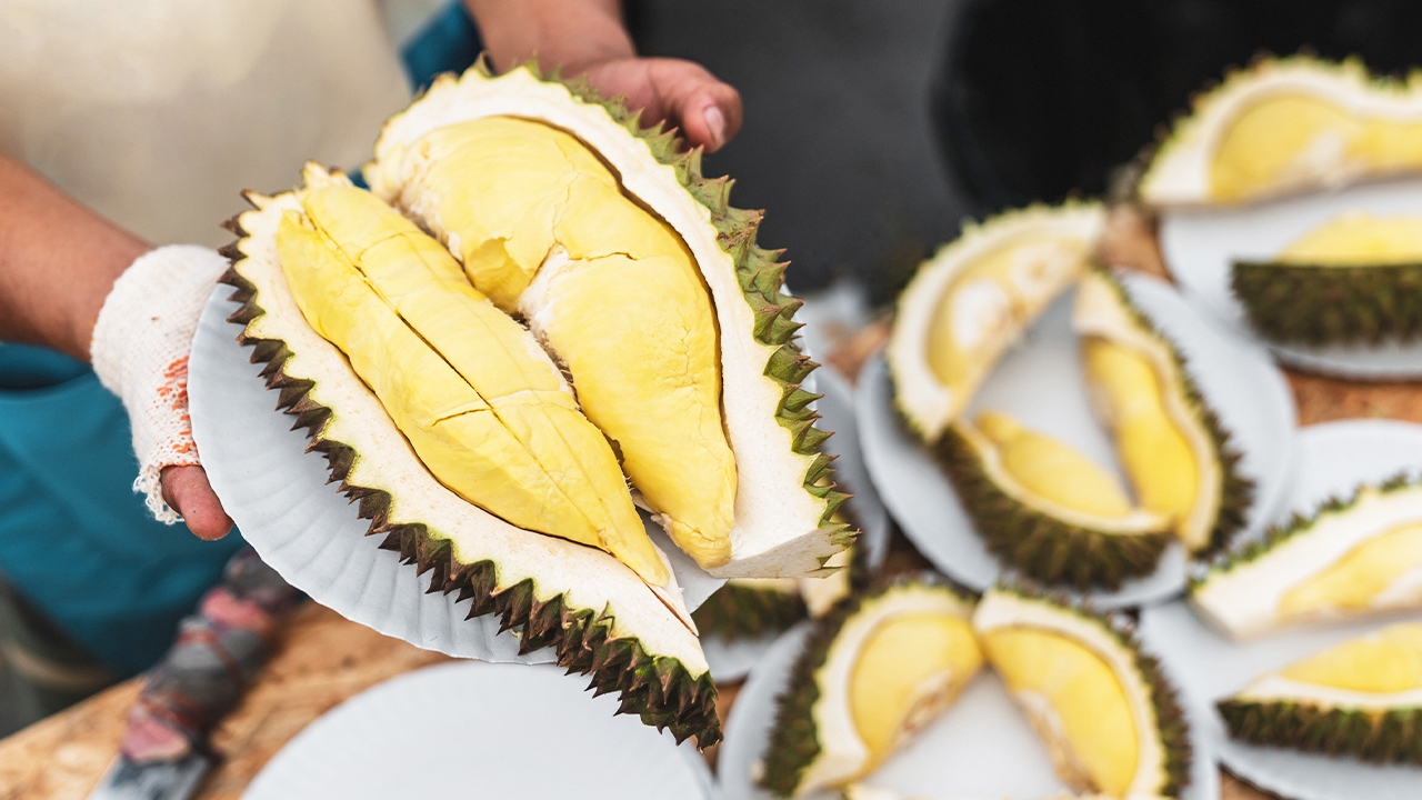 ภาพประกอบ: แรงงานกำลังคัดแยกทุเรียน