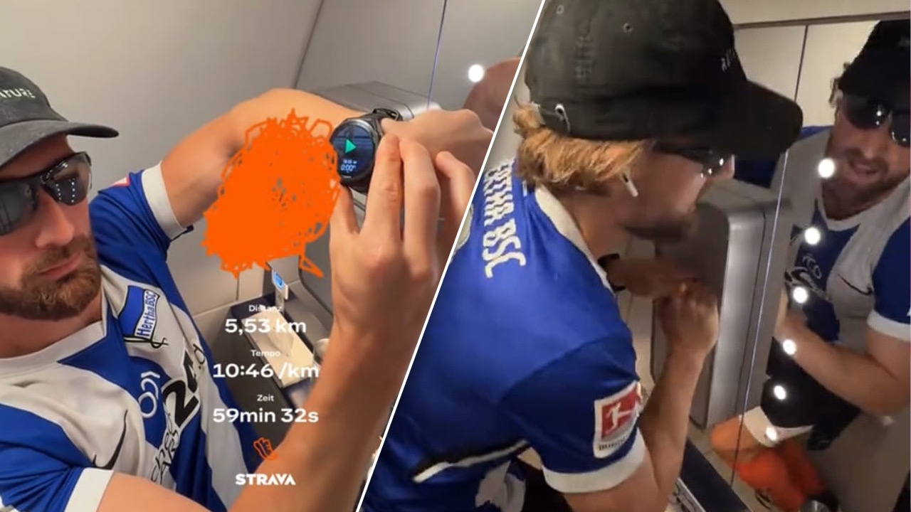 Marathon Runner Films Himself Running 5km in Airplane Lavatory During 11-Hour Flight
