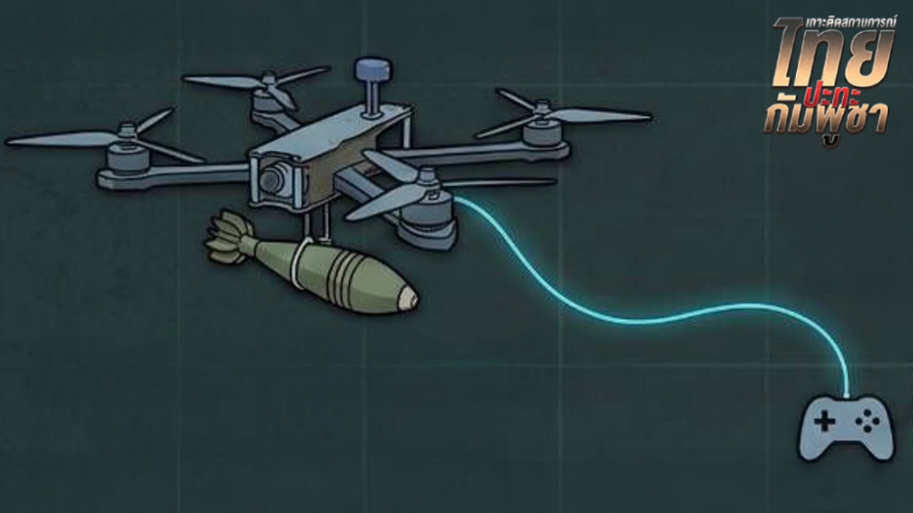 ชำแหละโดรนพลีชีพ ใช้ FPV ติดระเบิดลูก ค. คุมด้วยสายไฟเบอร์ฯ คนบังคับอาจไม่ใช่ทหารกัมพูชา